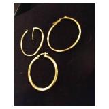 (3) 14K Gold Hoop Earrings - 3.2 Grams