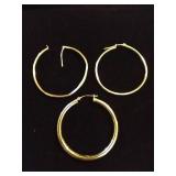 (3) 14K Gold Hoop Earrings - 3.2 Grams