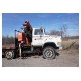 1995 Ford L9000 Flatbed With Mounted Fassi F330 Knuckle Boom Crane