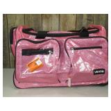 Dance Bag with Garment Rack 23 in. Rolling Dance Duffel with Wheels USB Port Height Adjustable Clothes Rack (Pink)
