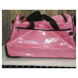 Dance Bag with Garment Rack 23 in. Rolling Dance Duffel with Wheels USB Port Height Adjustable Clothes Rack (Pink)