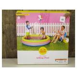 Ring Pool 105 gal Round Kiddie Pool - Yellow/Pink/Navy - Sun Squad™: PVC Inflatable for Kids