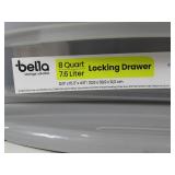 Bella Storage Solution 8-Quart Locking Drawer, Clear with Gray Accents