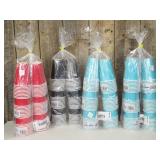 4 Packs of 60 Cups in Teal, Black, Red