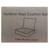 22 in. x 22 in. x 4 in. Square Outdoor Deep Seating Cushion Set Seat and Back Cushion for Chair and Sofa Sky Blue  (set of 3)
