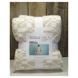 Quilted Wearable blanket White Tan Room Essentials