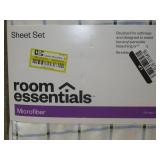 Queen Microfiber Sheet Set Blue Grid - Room Essentials