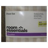 Queen Microfiber Sheet Set Khaki Gingham - Room Essentials