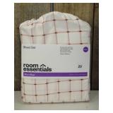 Queen Microfiber Sheet Set Pink Grid - Room Essentials