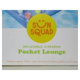 Sun Squad Pocket Lounge Water Float PVC 2 Person Capacity Age 14+