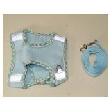 Small Dog Harness & Leash Light Blue Medium