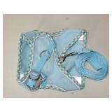 Small Dog Harness & Leash Light Blue Medium