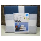 Room Essential 2 Piece Cotton Blend Sateen Duvet Cover Set Twin/XL Twin, Ivory & Blue