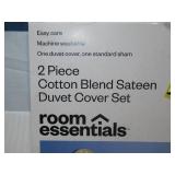 Room Essential 2 Piece Cotton Blend Sateen Duvet Cover Set Twin/XL Twin, Ivory & Blue