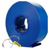 Discharge Hose 3 in. Dia x 105 ft. PVC Fabric Lay Flat Hose, Blue