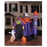 Pre-Lit 12FT Halloween Airblown Inflatable Haunted House Archway Tunnel