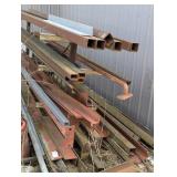 Large Metal Work Lot - Big Iron - Angle Iron, Piping, Tube Steel , Specialty Aluminum and Large Pile of Barn Tin Siding/Roofing + Storage rack