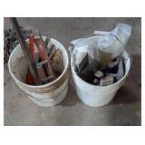 2 Buckets of Mixed Concrete Finishing Tools