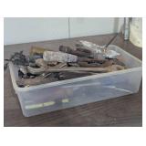 Tote of Mixed Hand Tools - Wrenches/Snips/Screwdrivers and More