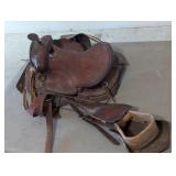 Leather Riding Horse Saddle - Wooden Stirrup