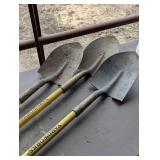 Lot of 3 Great Spade Shovels - Fiber Glass Handles