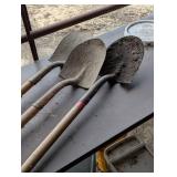 Lot of 3 Great Spade Shovels - Wood Handles