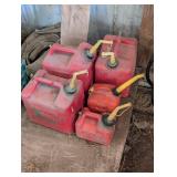 Lot of 5 Plastic Gas Cans - Red