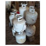 Lot of 8 - 20# Propane Tanks - Some Have Juice Still