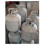 Lot of 8 - 20# Propane Tanks - Some Have Juice Still
