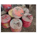 Lot of 6 Vintage Metal Gas Cans - Great Shape