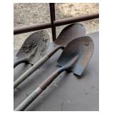 Lot of 3 Great Spade Shovels - Wood Handles