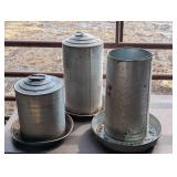 3 Amazing Galvanized Feeders - 1 missing lid