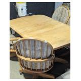 Country Craft Dinning Table with 4 Captains Chairs on Wheels
