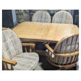 Country Craft Dinning Table with 4 Captains Chairs on Wheels