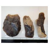 (3) Pre-1600 Knife River Flint Tools 2 Blades 1 Scrapper Eastern South Dakota