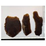 (3) Pre-1600 Knife River Flint Tools 2 Blades 1 Scrapper Eastern South Dakota