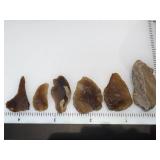 (6) Pre-1600 Knife River Flint Small Artifacts Eastern South Dakota