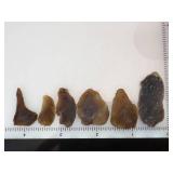 (6) Pre-1600 Knife River Flint Small Artifacts Eastern South Dakota