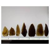 (7) Pre-1600 Knife River Flint Detailer Artifacts Eastern South Dakota