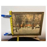 The Glory of Winter by Henri Jourdain Etching & Hand Painted in Guilded Frame Signed