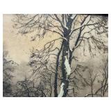 The Glory of Winter by Henri Jourdain Etching & Hand Painted in Guilded Frame Signed