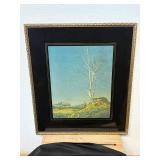 vintage framed print of "White Birch" by Maxfield Parrish, originally published in 1930