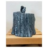 Vallona Starr Squirrel on Blue Tree Stump Cookie Jar