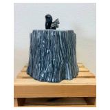 Vallona Starr Squirrel on Blue Tree Stump Cookie Jar