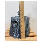 Vallona Starr Squirrel on Blue Tree Stump Cookie Jar