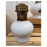 2 Aladin Lamps Milk Glass Pheasent Design One of the huricaines is broken