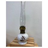 2 Aladin Lamps Milk Glass Pheasent Design One of the huricaines is broken