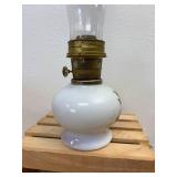 2 Aladin Lamps Milk Glass Pheasent Design One of the huricaines is broken