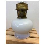 2 Aladin Lamps Milk Glass Pheasent Design One of the huricaines is broken