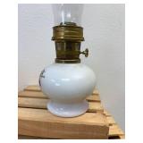 2 Aladin Lamps Milk Glass Pheasent Design One of the huricaines is broken